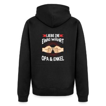Großvater Opa und Enkel - Unisex Premium Bio Zip Hoodie - Schwarz - Hinten - Nico (187cm)