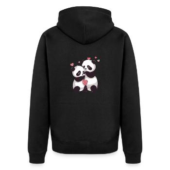 I Love You Panda - Unisex Premium Organic Zip Hoodie - black - Back - Nico (187cm)