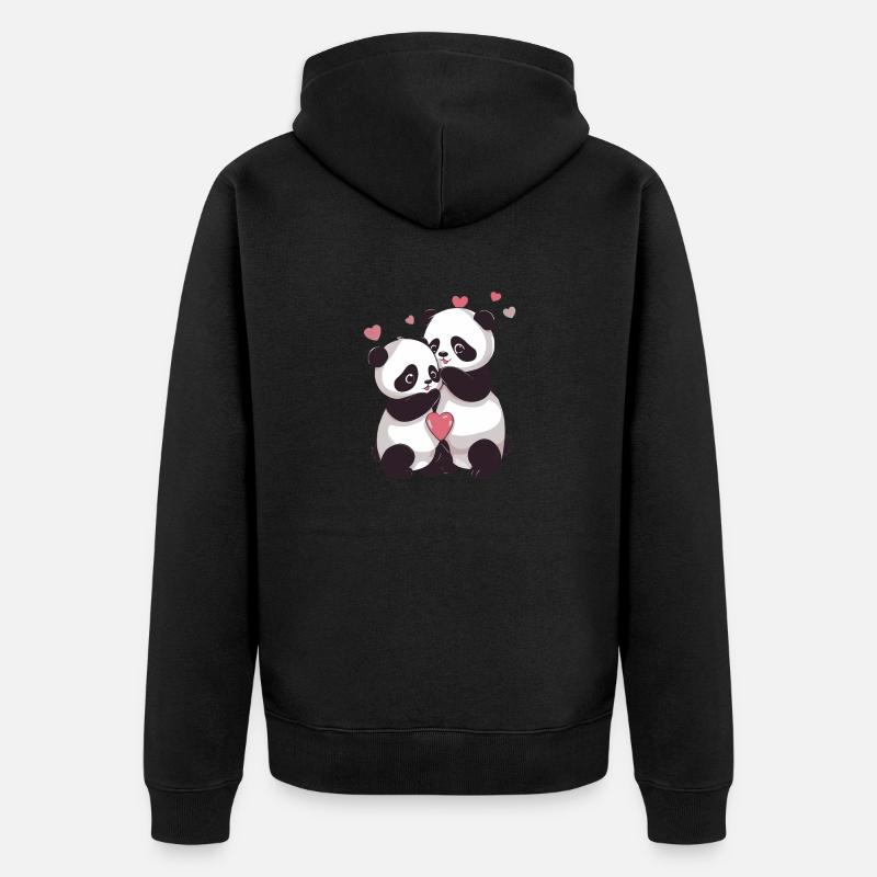 Ich liebe dich, Panda - Unisex Premium Bio Zip Hoodie - Schwarz