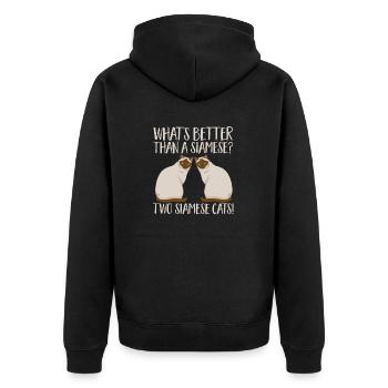 Siamkatze - Unisex Premium Bio Zip Hoodie - Schwarz - Hinten - Nico (187cm)