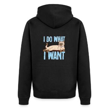 Siamkatze - Unisex Premium Bio Zip Hoodie - Schwarz - Hinten - Nico (187cm)
