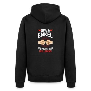 Großvater Opa und Enkel - Unisex Premium Bio Zip Hoodie - Schwarz - Hinten - Nico (187cm)