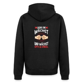 Großvater Opa und Enkel - Unisex Premium Bio Zip Hoodie - Schwarz - Hinten - Nico (187cm)