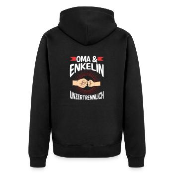 Oma Großmutter und Enkelin - Unisex Premium Bio Zip Hoodie - Schwarz - Hinten - Nico (187cm)