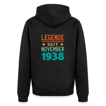 November 1938 Legende seit 85 Jahren Mann Frau - Unisex Premium Bio Zip Hoodie - Schwarz - Hinten - Nico (187cm)