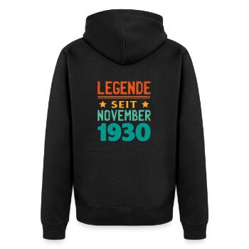 November 1930 Legende seit 93 Jahren Mann Frau - Unisex Premium Bio Zip Hoodie - Schwarz - Hinten - Nico (187cm)