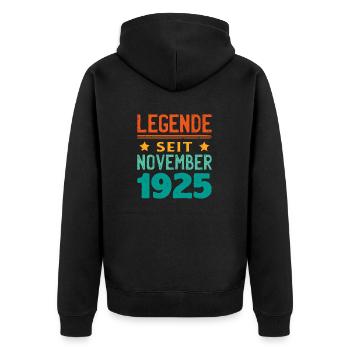 November 1925 Legende seit 98 Jahren Mann Frau - Unisex Premium Bio Zip Hoodie - Schwarz - Hinten - Nico (187cm)