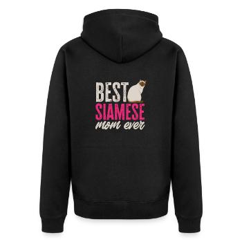 Siamkatze - Unisex Premium Bio Zip Hoodie - Schwarz - Hinten - Nico (187cm)