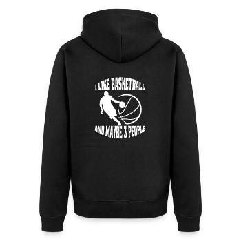 Basketball Basketballspieler Basketballteam - Unisex Premium Bio Zip Hoodie - Schwarz - Hinten - Nico (187cm)