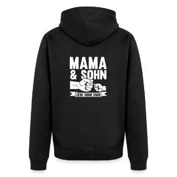 Mutter Muttertag Mama und Sohn - Unisex Premium Bio Zip Hoodie - Schwarz - Hinten - Nico (187cm)