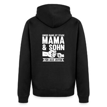 Mutter Muttertag Mama und Sohn - Unisex Premium Bio Zip Hoodie - Schwarz - Hinten - Nico (187cm)