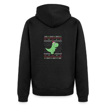Prehistoric Holiday Roar - Unisex Premium Organic Zip Hoodie - black - Back - Nico (187cm)