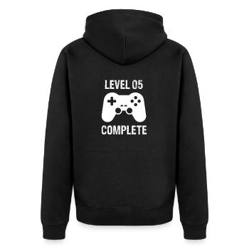 5 Jahre Hochzeitsjubiläum Paar Level 5 Abgeschlossen - Unisex Premium Bio Zip Hoodie - Schwarz - Hinten - Nico (187cm)