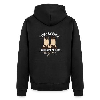 Siamkatze - Unisex Premium Bio Zip Hoodie - Schwarz - Hinten - Nico (187cm)