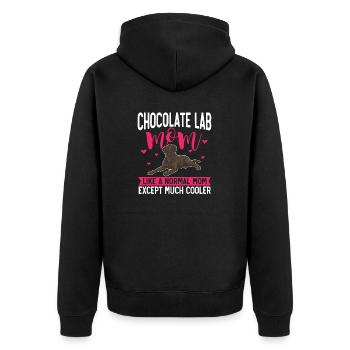 Chocolate Labrador Retriever Hund - Unisex Premium Bio Zip Hoodie - Schwarz - Hinten - Nico (187cm)