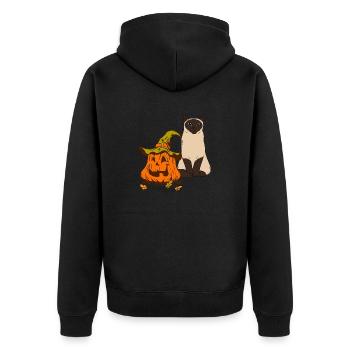 Siamkatze - Unisex Premium Bio Zip Hoodie - Schwarz - Hinten - Nico (187cm)