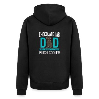 Chocolate Labrador Retriever Hund - Unisex Premium Bio Zip Hoodie - Schwarz - Hinten - Nico (187cm)