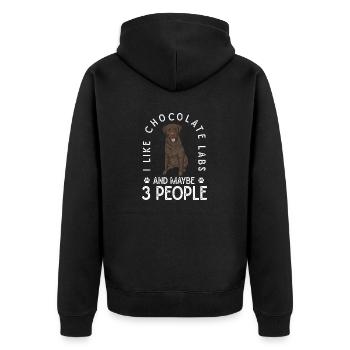 Chocolate Labrador Retriever Hund - Unisex Premium Bio Zip Hoodie - Schwarz - Hinten - Nico (187cm)