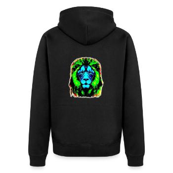 Lion - tête de lion colorée - Veste à capuche bio Premium Unisexe - noir - Dos - Nico (187cm)