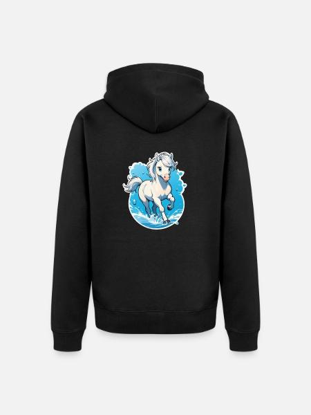 Galoppierendes Pferd - Reiten - Unisex Premium Bio Zip Hoodie - Schwarz