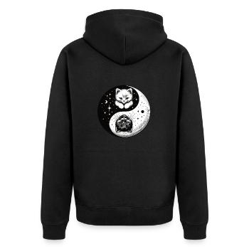 Ying Yang Chatons, noir et blanc - Veste à capuche bio Premium Unisexe - noir - Dos - Nico (187cm)