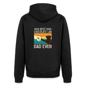 Chocolate Labrador Retriever Hund - Unisex Premium Bio Zip Hoodie - Schwarz - Hinten - Nico (187cm)