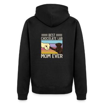 Chocolate Labrador Retriever Hund - Unisex Premium Bio Zip Hoodie - Schwarz - Hinten - Nico (187cm)