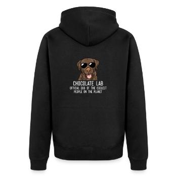 Chocolate Labrador Retriever Hund - Unisex Premium Bio Zip Hoodie - Schwarz - Hinten - Nico (187cm)