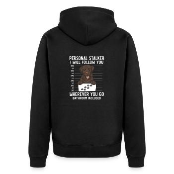 Chocolate Labrador Retriever Hund - Unisex Premium Bio Zip Hoodie - Schwarz - Hinten - Nico (187cm)