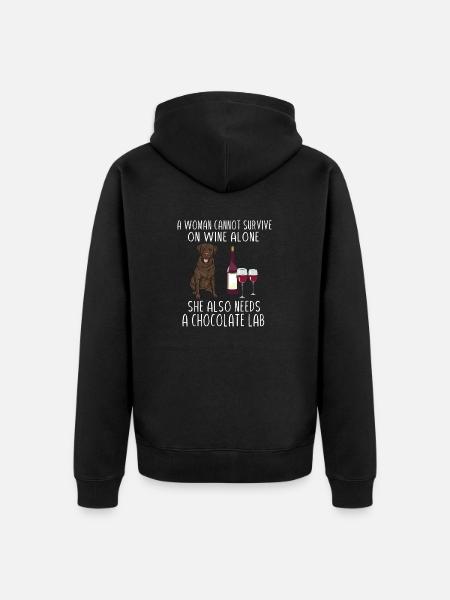 Chocolate Labrador Retriever Dog - Unisex Premium Organic Zip Hoodie - black