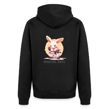 Funny Martial Arts Bunny MMA Kawaii Martial Arts - Unisex Premium Organic Zip Hoodie - black - Back - Nico (187cm)