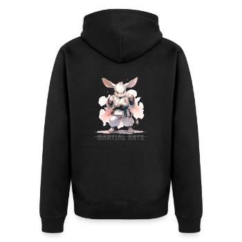 Funny Martial Arts Bunny MMA Kawaii Martial Arts - Unisex Premium Organic Zip Hoodie - black - Back - Nico (187cm)