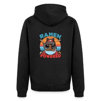 Ramen Powered Cat , colorful - Unisex Premium Organic Zip Hoodie - black - Back - Nico (187cm)