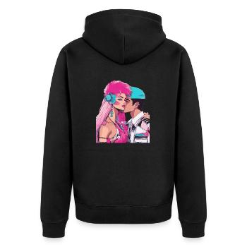 L’amour de l’anime est sans limite - Veste à capuche bio Premium Unisexe - noir - Dos - Nico (187cm)