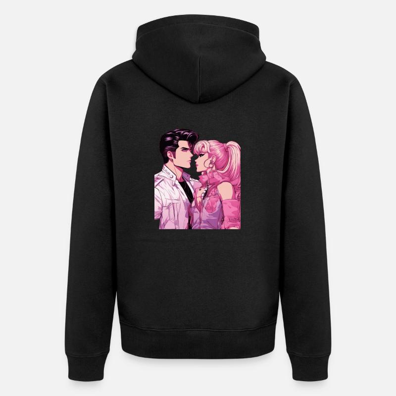 Anime Chérie pour la vie - Veste à capuche bio Premium Unisexe - noir