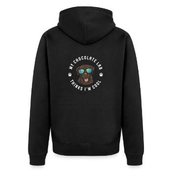 Chocolate Labrador Retriever Hund - Unisex Premium Bio Zip Hoodie - Schwarz - Hinten - Nico (187cm)