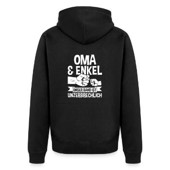 Oma Großmutter und Enkel - Unisex Premium Bio Zip Hoodie - Schwarz - Hinten - Nico (187cm)