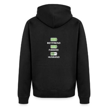 Funny father day outfit for dads and bonus dads - Unisex Premium Organic Zip Hoodie - black - Back - Nico (187cm)