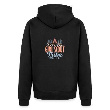 Girl Scout Sisterhood: Tribe Love Tee - Unisex Premium Bio Zip Hoodie - Schwarz - Hinten - Nico (187cm)