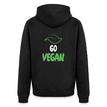 Go Vegan - Unisex Premium Bio Zip Hoodie - Schwarz - Hinten - Nico (187cm)
