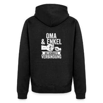 Oma Großmutter und Enkel - Unisex Premium Bio Zip Hoodie - Schwarz - Hinten - Nico (187cm)