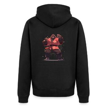 Bigfoot Karate Martial Arts MMA Kawaii Kampfsport - Unisex Premium Organic Zip Hoodie - black - Back - Nico (187cm)