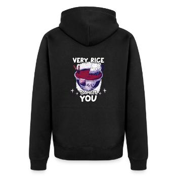 Niedliches Sushi-Motiv Nigiri Männer und Frauen - Unisex Premium Bio Zip Hoodie - Schwarz - Hinten - Nico (187cm)