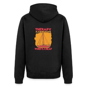 motorboat sailor hobby sail sailor accessories - Unisex Premium Organic Zip Hoodie - black - Back - Nico (187cm)