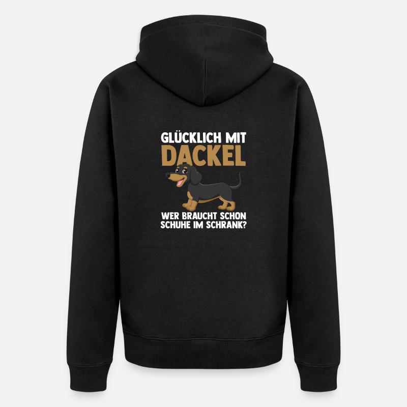 Hund Dachshund Dackel - Unisex Premium Bio Zip Hoodie - Schwarz