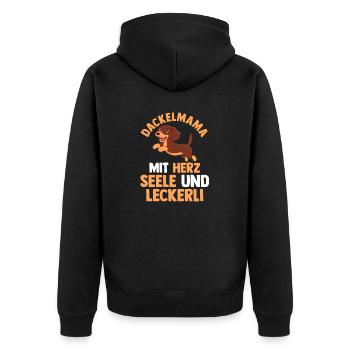Hund Dachshund Dackel - Unisex Premium Bio Zip Hoodie - Schwarz - Hinten - Nico (187cm)