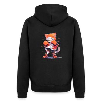 Funny Cat Boxing MMA Kawaii Martial Arts Animals - Unisex Premium Organic Zip Hoodie - black - Back - Nico (187cm)