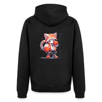 Funny Cat Boxing MMA Kawaii Martial Arts Animals - Unisex Premium Organic Zip Hoodie - black - Back - Nico (187cm)