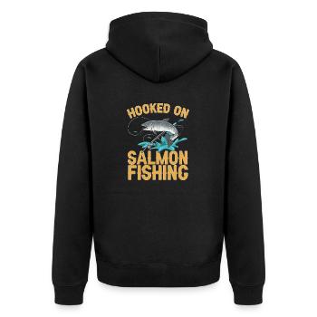 Pêche au saumon Pêcheur de saumon - Veste à capuche bio Premium Unisexe - noir - Dos - Nico (187cm)