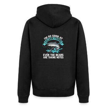 Pêche au saumon Pêcheur de saumon - Veste à capuche bio Premium Unisexe - noir - Dos - Nico (187cm)